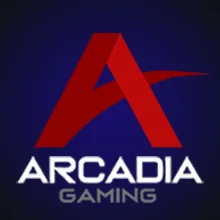 โลโก้ Arcadia Gaming ตัว A สีแดงน้ำเงิน