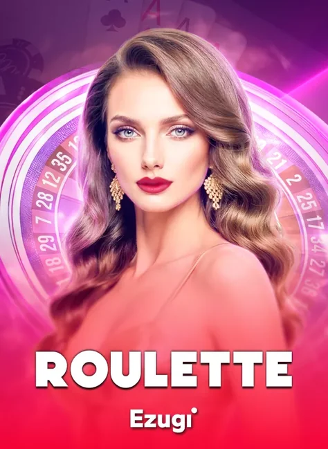 ปกโต๊ะรูเล็ตสดมีดีลเลอร์หญิงผมลอน ตัวอักษร Roulette ด้านล่าง