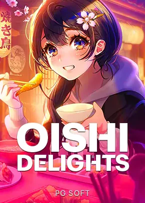 ปกเกมสล็อต Oishi Delights สาวอนิเมะผมดำ