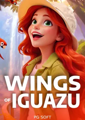 ปกเกมสล็อต Wings of Iguazu ตัวละครผมแดงสไตล์นักผจญภัย